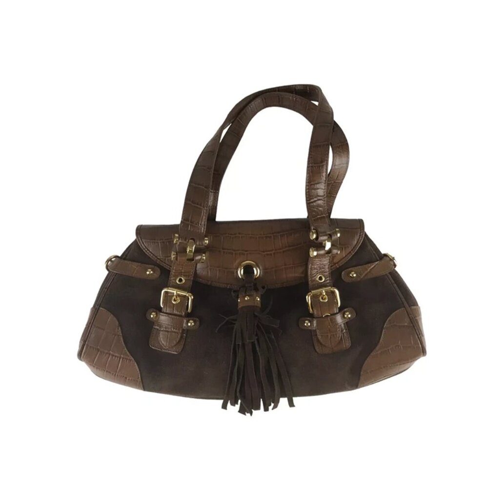 The Find Womens Brown Inner Pockets Adjustable Strap Shoulder‎ Bag Size M